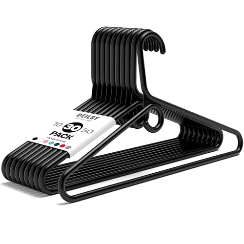 Heavy Duty Plastic Hangers 30 Pack Thick Black Hea... (30 Count | Black | Plastic)