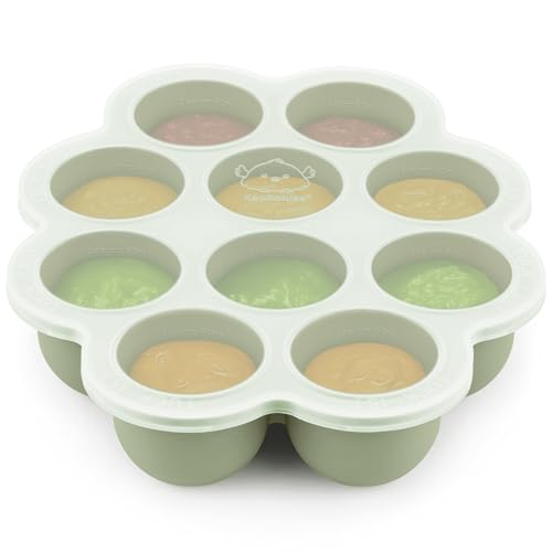 KeaBabies Silicone Food Freezer Trays with Lid, 2oz x 10 Pods (Sage)