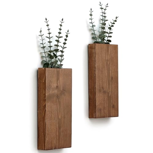 Wood Wall Planter Set of 2, Wood Wall Pocket for G... (Walnut | Wood)