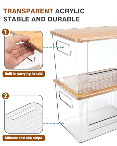 Trash Bag Holder, Acrylic Garbage Bag Dispenser with Bamboo Top | Extra Large Trash Bags Dispenser Under Sink for Kitchen, Pantry, Laundry Room, Cabinet Organizer and Storage (1 PACK)