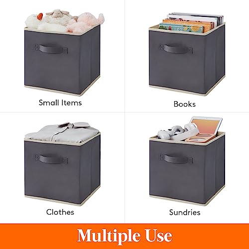Lifewit Storage Cubes, 11 Inch Organizer Bins, 18L Gray, 12 Packs | Foldable Decorative Fabric Storage Baskets for Organizing Home Organizers with Handles for Shelves, Closet
