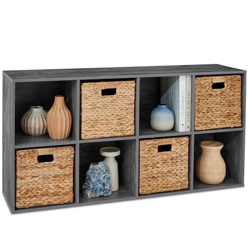 8-Cube Storage Organizer, 11in Shelf Opening, Book... (Dark Gray | Engineered Wood)