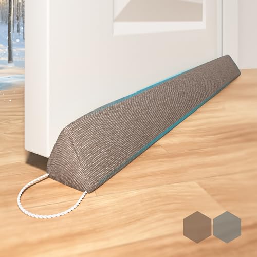SYIPO Triangle Door Draft Stopper,35.4" Weighted Under Door Draft Blocker Bottom Door Seal Noise & Air,Interior Sound Proof Door Snake Draft Insulation Stopper | Warm in Winter & Cool in Summer,Brown