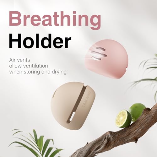 2-In-1 Magnetic Silicone Makeup Brush and Sponge Case Khaki | Travel Beauty Organizer, Quick Drying Ventilation Holes, Dustproof Magnetic Storage, Fits Handbags and Suitcases