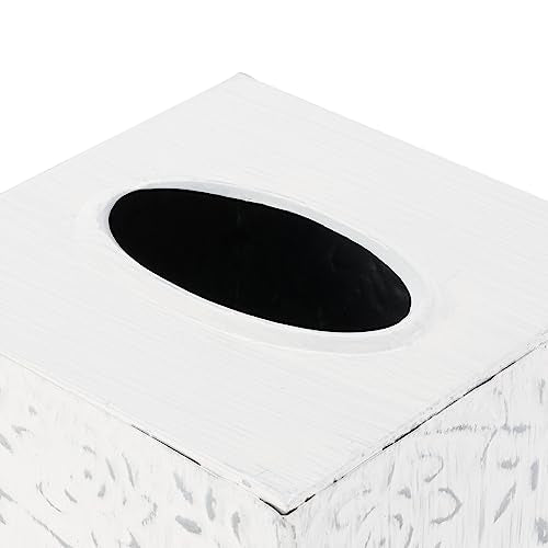 Country Chic Modern Farmhouse Tissue Box Holder, Decorative Metal Tissue Cover, Rustic Square White Style