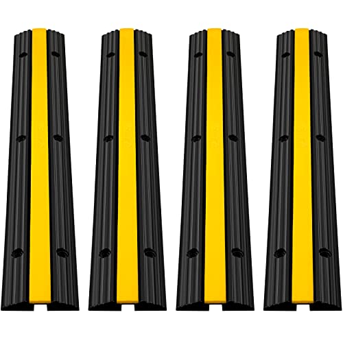 4 Pack of 1-Channel Rubber Cable Protector Ramps H...