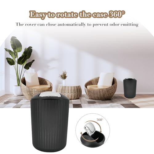 Black Bathroom Accessories Set, 10Pcs Bathroom Accessory Sets Complete with Trash Can, Shower Curtain, Vanity Tray, Soap Dispenser, Soap Dish, Toothbrush Holder&Cup, Toilet Brush&Holder, Qtip Holder