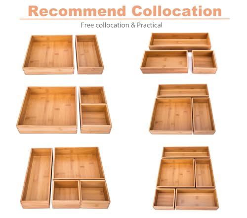 Bamboo Organizer Storage Boxes for Tabletop Bathroom Dresser Organizer Small Boxes, Bamboo 4"*4"