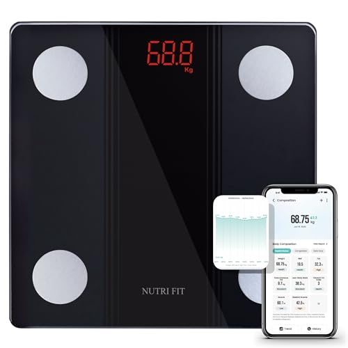 Bathroom Scale Smart Digital Bluetooth Scales for... (Black | Tempered Glass)