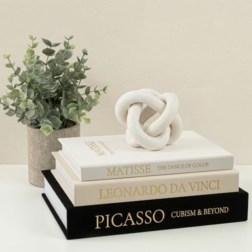 Linen Faux Book Box Set of 3, Black and White Deco...