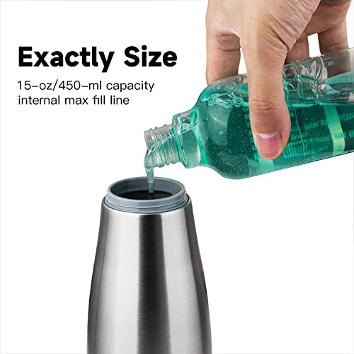 AIKE 15oz Liquid Soap Dispenser for Dish and Hand Soap Stainless Finish | Easy Push Durable Pump, No-Slip Base with Clear Liquid Window, Easy Refill Wide Opening, for Kitchen Sink and Bathroom