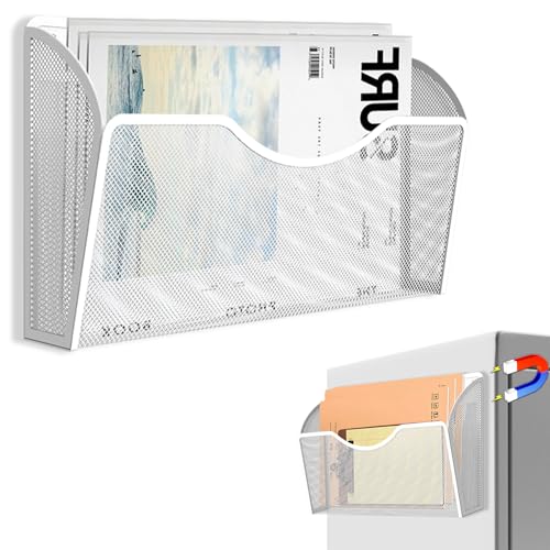 Magnetic File Holder 1 Pockets File Folder Organiz... (White | Metal)