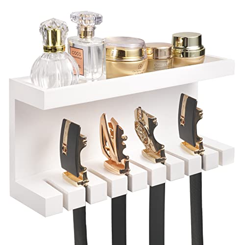 Belt Storage Organizer With Double Shelving Platfo... (White | Wood)