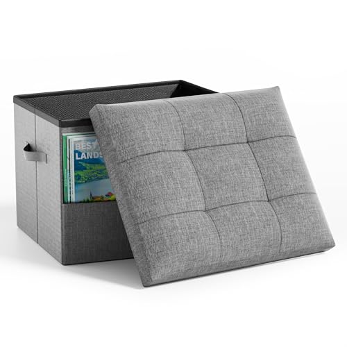 Storage Ottoman Foot Rest Stool, Holds Up to 350lb... (Drak Gray | ottoman)