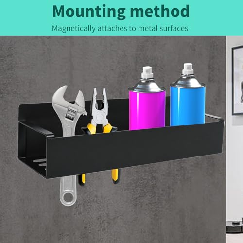 8 Pcs Magnetic Spray Can Holder Wall Mounted Magnet Toolbox Rack Spray Bottle Organizer Tool Box Storage Rack Mechanic Paint Can Holder for Home Garage Workspace (Black)