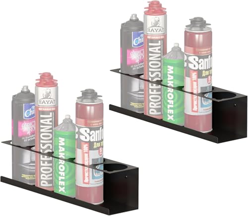 Heavy Duty Steel Spray Can Holder, Wall Mounted 4-Pack | Steel, holds 5 cans each, 16.5"W, rust-resistant, wall-mount hardware included, for garage/workshop tools, 4-pack