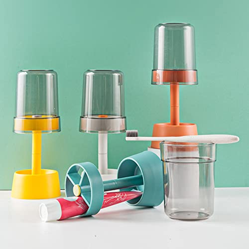 Toothbrush Holder Stand with Covered Cup/Cover, 3-Slot Organizer, White | Toothpaste Holder Stand Compatible with Regular Toothbrushes, Travel Hotel Bathroom Dental Storage Organizer for Toothpaste