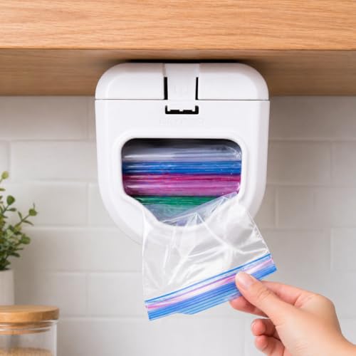 Under Cabinet Sandwich Bag Holder & Dispenser (White | Plastic)
