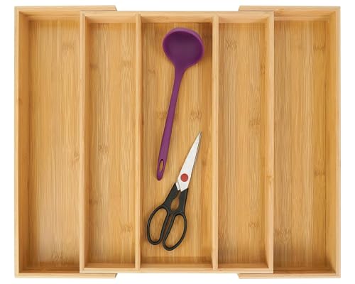 Bamboo Expandable Kitchen Drawer Organizer Silverw... (Natural | Bamboo)