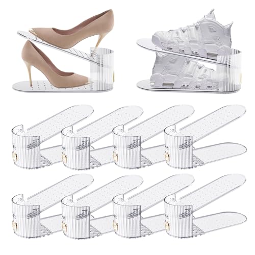 Clear 10 Pack Shoe Slot Organizer, Shoe Stacker Or... (10 Count | Clear | Plastic)