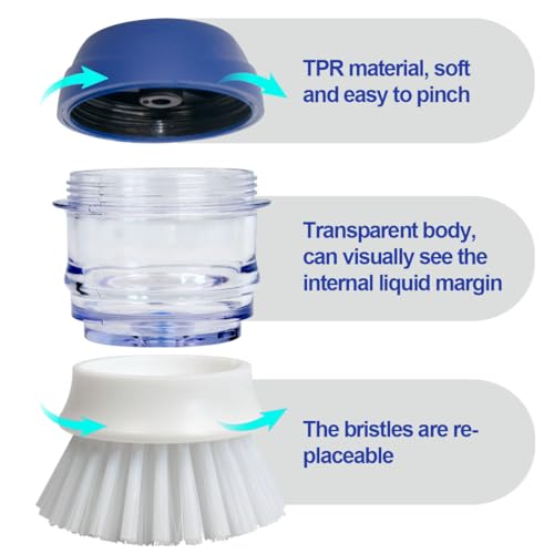 CELOX 2 Pack Dish Brush with Soap Dispenser for Kitchen Cleaning, Kitchen Brush for Dish Pot Pan Sink Cleaning