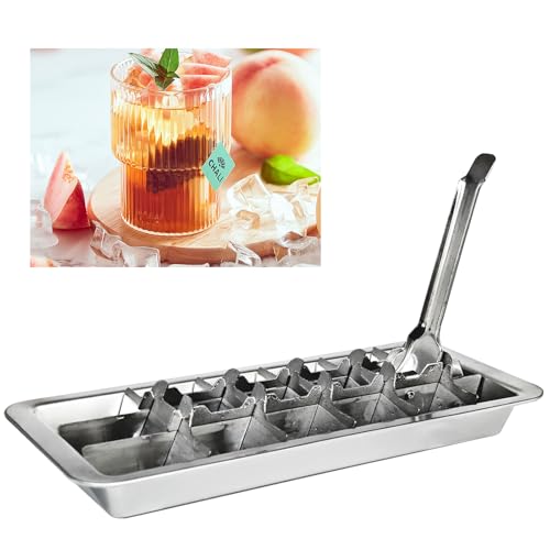 Stainless Steel Ice Cube Tray with 18 Slots, Metal Ice Cube Maker with Removable Trays, Easy Release Handle & Level, Dishwasher Safe for Bars, Kitchens & Frozen Foods