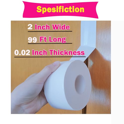 WENSSKKU White Window Weather Sealing Tape, Waterproof Window AC Air Conditioner Sealing Tape Can Keep Out Drafts Cold Air Rain Dust Smog(2IN X 99FT)