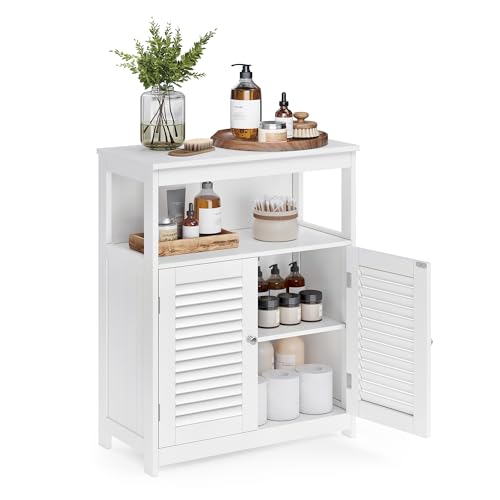 Bathroom Floor Cabinet, Bathroom Storage Cabinet,... (White | Engineered Wood)