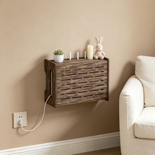 Router Box Hider, Wood Cable Shelf for Modem, Wall Mount