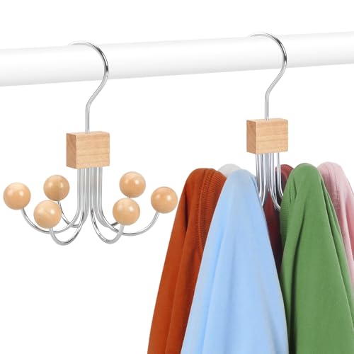 Sweatshirt Hangers 2-Pack with 6 Wooden Balls, Pur... (2 Count | Natural | Metal, Wood)