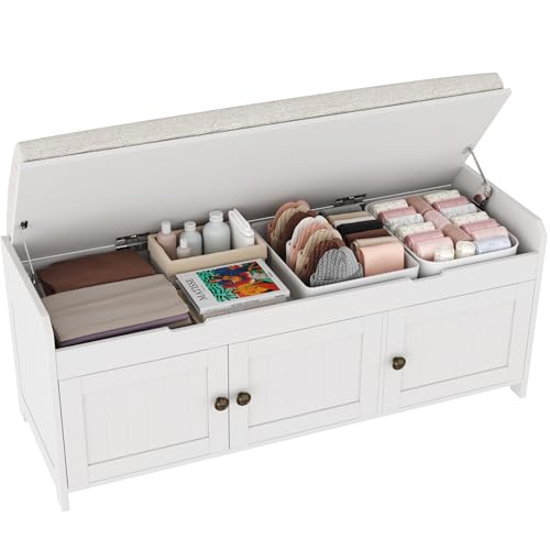 41.3" Shoe Bench with Lift Top Storage, Entryway B... (White | Wood)