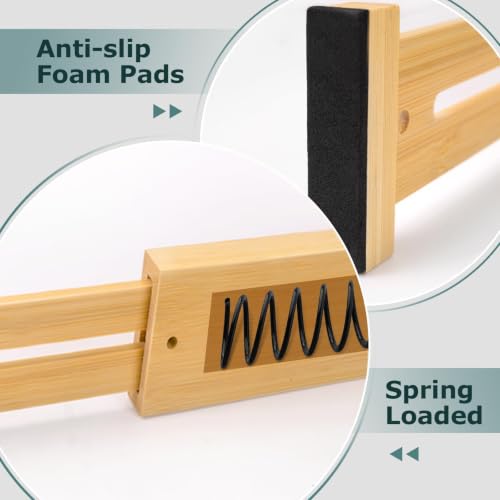 Kitchen Drawer Dividers 4 Pack Adjustable Bamboo Drawer Organizer | 17-22" Adjustable, Spring Loaded, Expandable Utensil Organizer, Works in Kitchen, Dresser, Bathroom, Bedroom, Closet