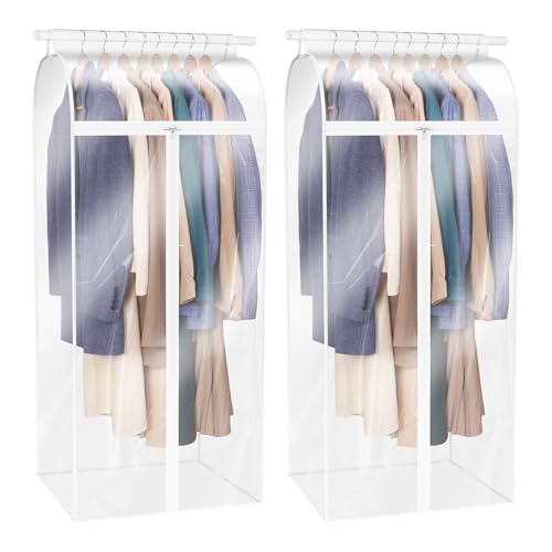 Zilink Dress Bags for Hanging Clothes Clear Garment Rack Cover 60 in, 2Pack | Dustproof, Breathable, Hanging Garment Bags for Storage for Coats, Long Dress, Gown Storage