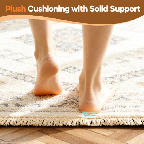 Veken Non Slip Cushioned Rug Pad Gripper, Felt and Silicone Backing, 8 x 10 Ft, 1/4 inch Thick Carpet Liner Protector Mat for Area Rugs and Hardwood Floors, with Over 99 Pcs Anti-Slip Strips Pattern