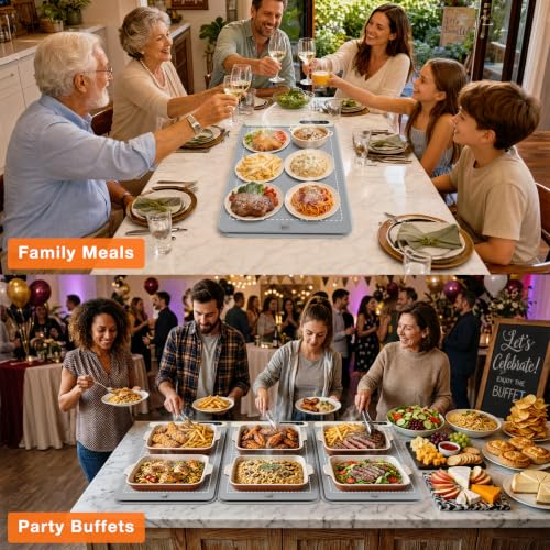 FYY Warming Mat for Food - Rapid and Full Surface Heating, 6 Temp Settings, 6H Timer, Rollable Portable Food Warming Mat, Ideal for Gatherings, Parties, Keep Meal Warm (X Large Size, Gray)