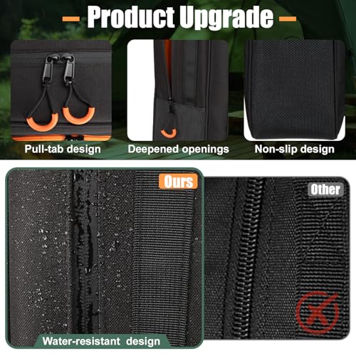 Solar Panel Storage Bag Fit for New Jackery SolarSaga 200W 100W | Orange Lining, Deepened Opening, Zipper with Pull, Multi-Accessory Space, Solar Panel Travel Carrying Case, Black