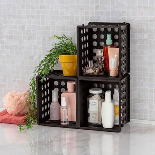 Sterilite Mini Crate, Stackable Storage Bin with Handles, Black, 12-Pack | Small Plastic Storage Containers, Open Top Organizer Bins for Home, Garage, Office, Classroom, Dorm, Desk & Crafts