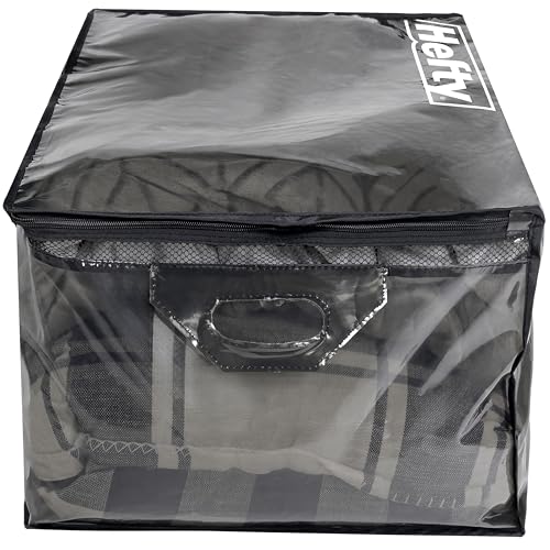 Hefty Storage Bags Extra Large Double Zipper Backpack, Heavy Duty Water Resistant Moving Totes with Shoulder Straps, Foldable Reusable Packing Organizers, 2 Pack (X-Large Black)
