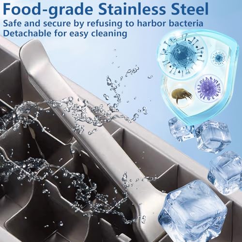 Stainless Steel Ice Cube Trays, Metal Ice Cube Trays for Freezer Vintage Inspired Design with Release Lever Remove Handle for Making Large Cubes Kitchen & Bar (1pcs)