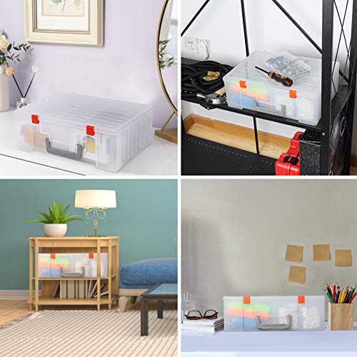 Photo Storage Box 4x6, 18 Inner Extra Large Organizer Acid-Free Photo Keeper Storage Case, Plastic Craft Storage Box for Stickers Stamps Seeds (Clear, 18 Boxes)