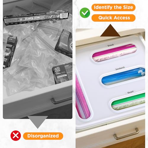 Bag Organizer for Drawer + Fridge, Magnetic Kitche... (Clear)
