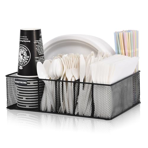 Paper Plate Organizer for Countertop, Black (Black | Iron)
