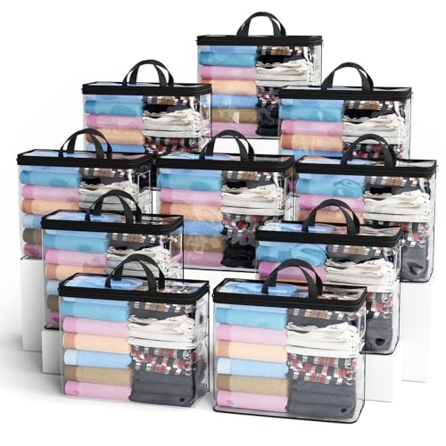 Under Bed Storage Bags Organizer, 22L Clear Storag... (10 Count | Black)