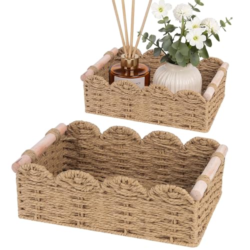 Paper Rope Small Storage Baskets for Organizing, S... (Neutral)