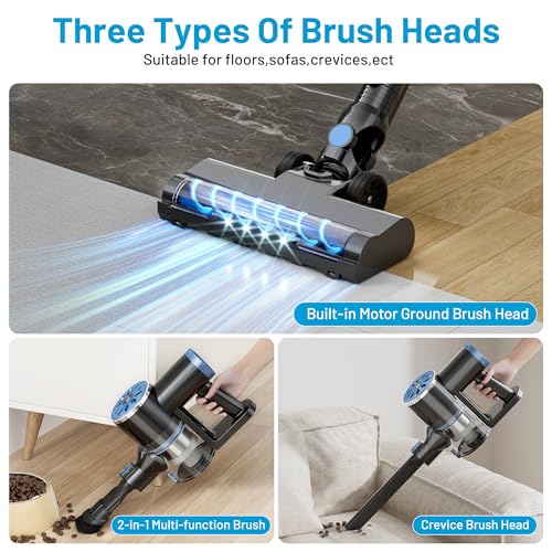 VIPSUN Cordless Vacuum Cleaners for Home, 40KPA, 50Mins, Self-Standing | Stick Vacuum Cordless Rechargeable with LED Screen for Pet Hair, Carpet, Hardwood Floor, Lightweight Vacuum suitable for dorm