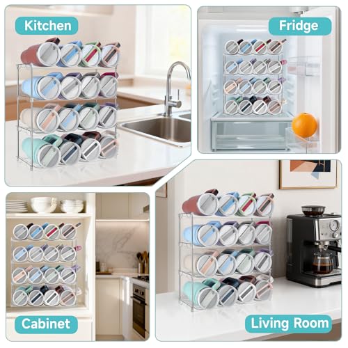 Stackable Water Bottle Organizer Large Compartment Water Bottle Holder | Tumbler Organizer for Stanley 40 oz Cup, Kitchen Cabinet Storage Organizer for Stanley Cup Accessories, 4 Tier Hold 16 Bottle