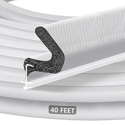 40 ft Kerf Weather Stripping Door Seal for Exterio... (White)