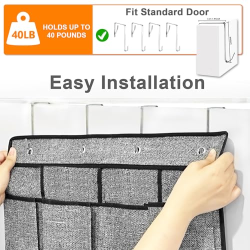 Over the Door Shoe Organizer, Hanging Shoe Rack Storage Holder with 24 Large Pockets for Closet Door, Men Women Kids Shoes, Cruise (Black)