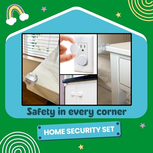 BooBoo Baby 60 Pack Premium Child Safety Baby Proofing Kit | For Your Home and Kitchen with 10 Cabinet Drawer Locks, 20 Corner Guards and 30 Outlet Covers - No Tools Needed