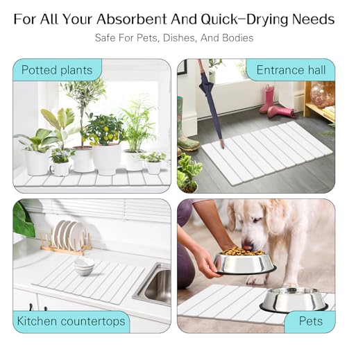 Cuckan 2 Pack Foldable Stone Bath Mats for Bathroom Super Absorbent Diatomaceous Earth Bath Mat Quick Dry Bath Rug Drying Mats with Non Slip Shower Rug Tub Shower Mat